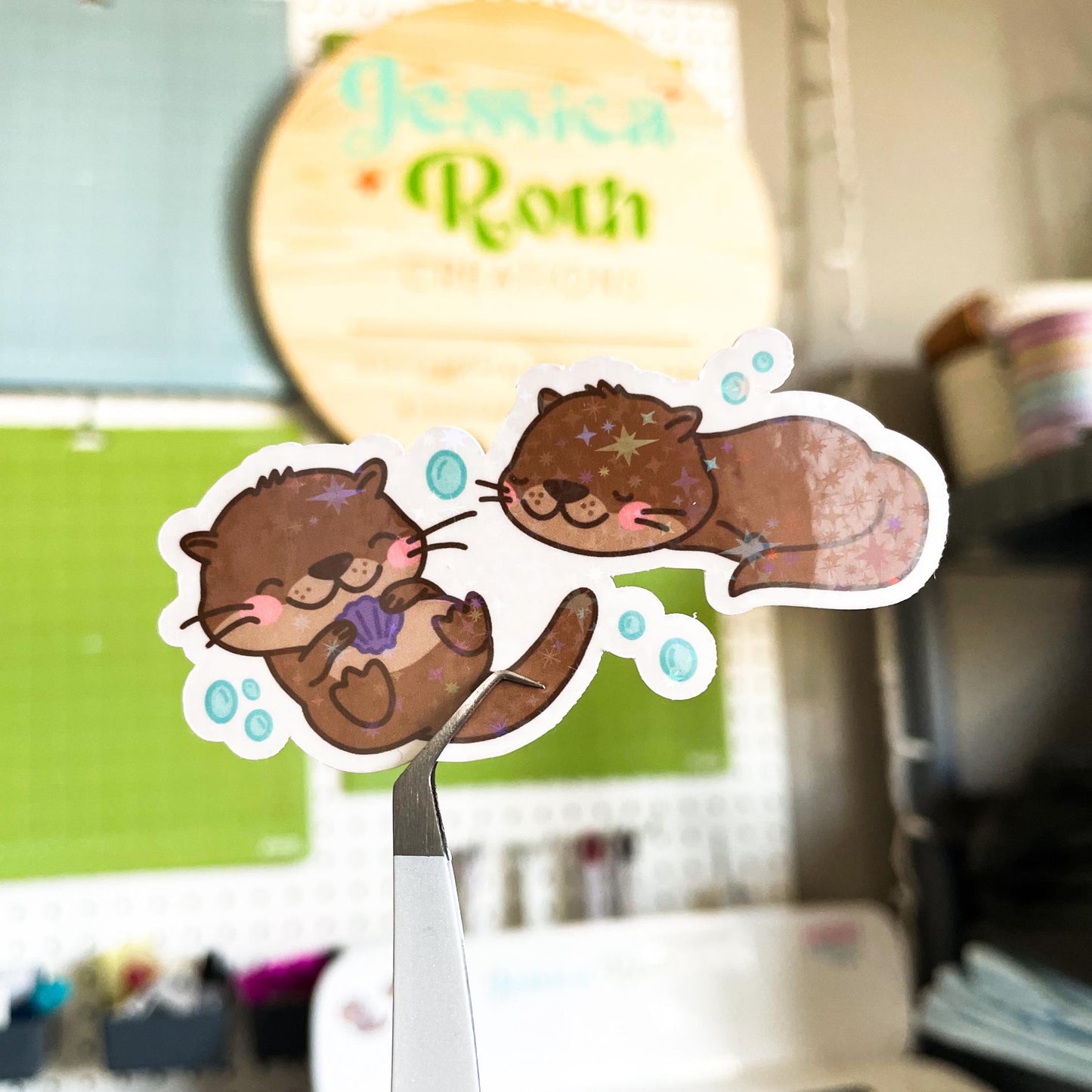 Otters Holographic Sticker