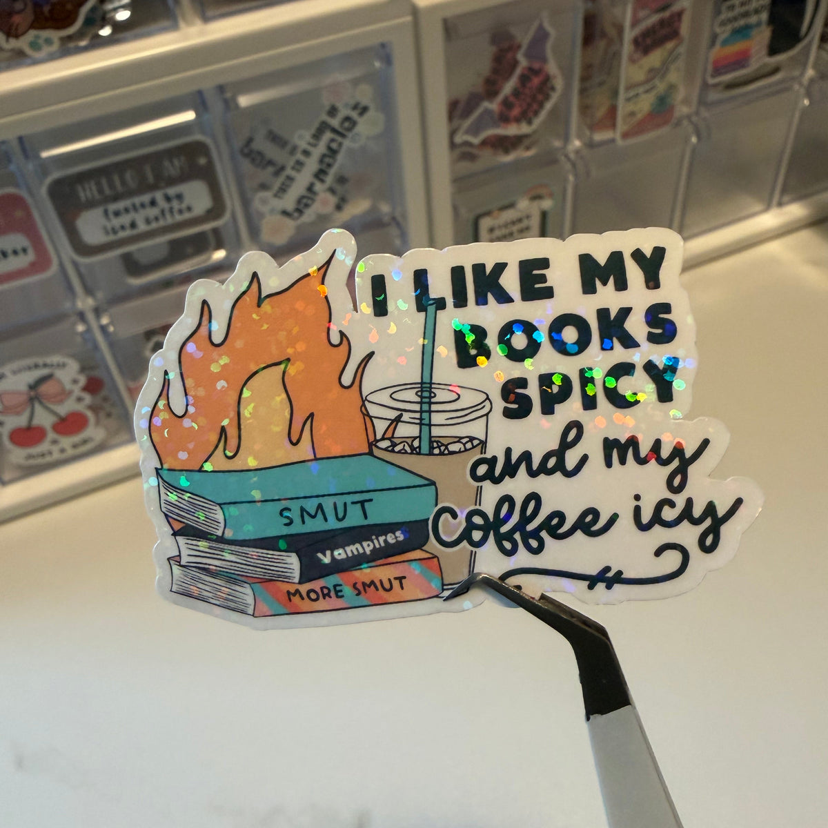 Books Spicy & Coffee Icy Holographic Sticker