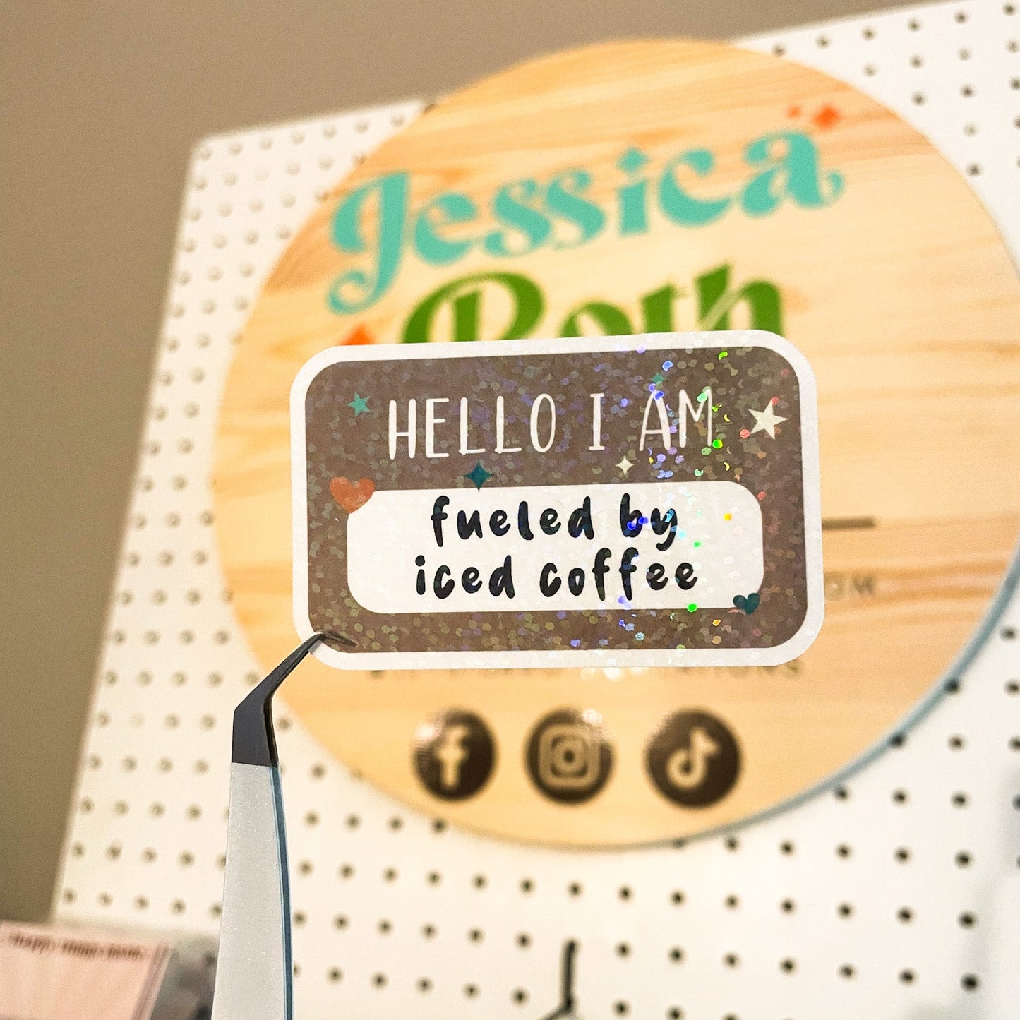 Fueled By Iced Coffee Holographic Sticker