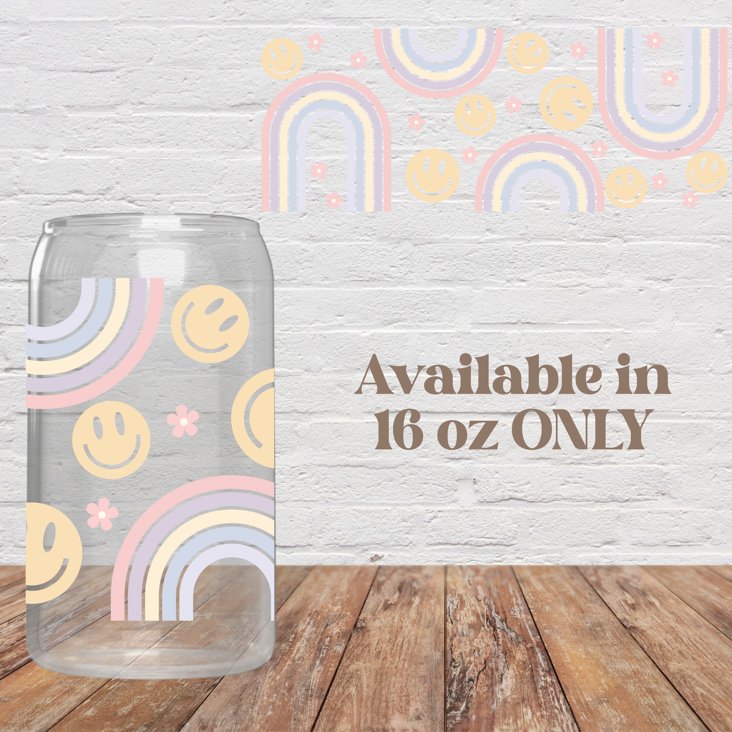 Rainbows & Smilies Glass Cup