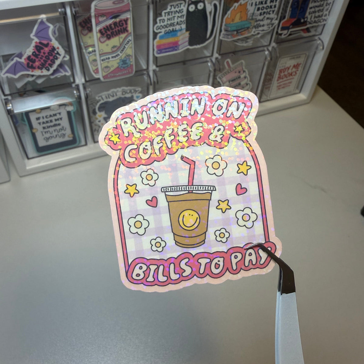 Coffee & Bills Holographic Sticker