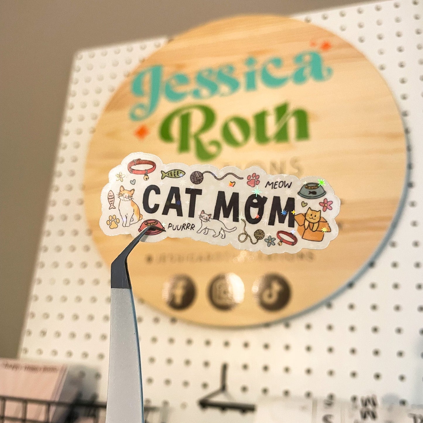 Cat Mom Holographic Sticker