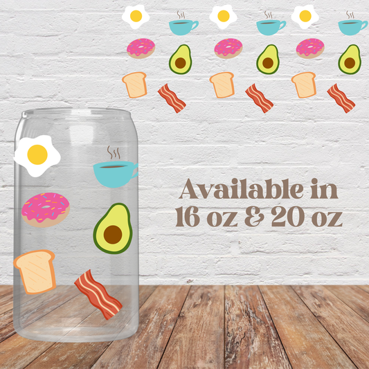 Breakfast Foods Glass Cup